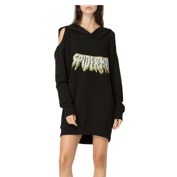 Faith Connexion Open Shoulder Spider Man Hoodie Dress Sweatshirt Size Small New - Picture 4 of 13